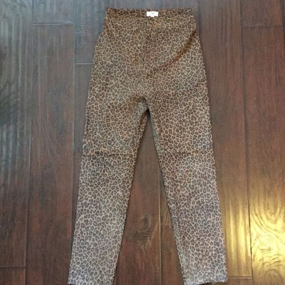 LPA Leopard High Waisted Leather Suede Straight Leg Pants Revolve - Picture 2 of 3